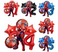 6 pièces dessin animé araignée fête ballons bleu rouge ballon enfants garçon Super héros thème fête d'anniversaire décorations bébé douche Air Globos B-Number 6