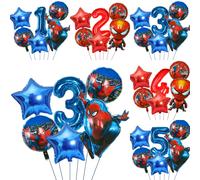 6 pièces dessin animé araignée fête ballons bleu rouge ballon enfants garçon Super héros thème fête d'anniversaire décorations bébé douche Air Globos BLUE-3