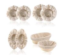 6 Pièces Doublure en Tissu pour Banneton, 3 Tailles Insert en Lin pour Pain, Toile de Lin Ovale et Ronde avec Élastique pour Cuisson et Paniers de Fermentation