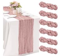 6 Pieces Dusty Pink 10FT Cheesecloth Table Runner Boho Gauze Fabric Table Runner Rustic Sheer Runner for Wedding Birthday Baby Shower Party Boho Table Decoration（Dusty Pink）