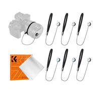 6 Pieces Elastic Strap Cap Keeper Lens Cap + Cleaning Cloth Compatible with Canon Nikon Sony Olympus Fujifilm Pentax Panasonic Leica Camera Lens
