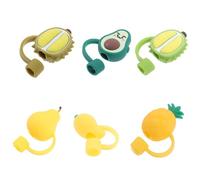 6 Pièces Embout de Paille en Silicone Fruité, Réutilisable