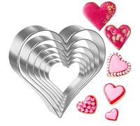 6 Pièces Emporte Piece Coeur, Acier Inoxydable Moule Gateau Coeur, Petites Moule En Forme De Coeur, Moule Forme Coeur pour Les Biscuits, Les Caramels Taille: 9.1Cm, 8.3Cm, 7.6Cm, 6.6Cm, 5.6Cm, 4.6Cm