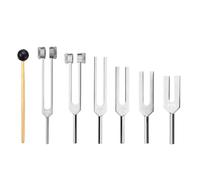 6 pièces/ensemble 128Hz 256Hz 512Hz 1024Hz 2048Hz 4096Hz diapason avec marteau Kit outil de Vibration sonore pour la guérison des chakras, thérapie par le son