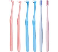 6 Pièces Ensemble Brosses À Dents Orthodontiques,Brosse Interdentaire,En Forme De V,À Une Seule Touffe,À Poils Souples,Pour Appareils Dentaires (Rose,Bleu)