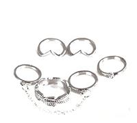 6 Pièces/Ensemble de Anneaux Urbains en Or Cristal au-dessus de l'articulation d'empilage Anneau Bandeau Argent Élégant et Populaire Beautiful Design