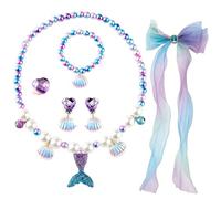 6 Pièces Ensemble de Bijoux Sirène pour Filles, Collier de Bijoux pour Enfants Sirène, Bagues, Bracelets, Boucles D'Oreilles, Épingle Cheveux, pour Enfants Filles Cadeau D'Anniversaire de Fête