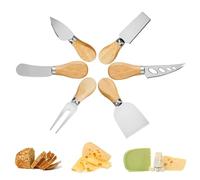 6 Pièces Ensemble de Couteaux à Fromage, Ensemble de Couteaux à Fromage en Acier Inoxydable, avec Manche en Bois pour Salade de Dessert Gateau, Salade, Beurre