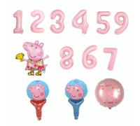 6 pièces Ensemble de décoration de ballons thème Peppa Pig, comprend les chiffres roses 1-9, convient pour la fête de carnaval, la saison des remises de diplômes et la rentrée scolaire, décoration de 