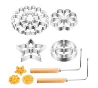 6 pièces/ensemble de moules à Bunuelos en fer à rosace, moule gaufres en alliage d'aluminium avec manche en bois, forme ronde de fleur d'étoile, outil cuisson qualité alimentaire pour la