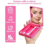6 pièces Ensemble de pinceaux de maquillage pratique avec miroir de maquillage, manche en plastique pour une prise en main confortable. Comprend un pinceau de fond de teint, un pinceau à estomper pour