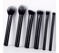 6 pièces Ensemble de pinceaux de maquillage professionnels noirs, comprenant un pinceau à blush, un pinceau à poudre, un pinceau correcteur, un pinceau à ombre à paupières, des outils de maquillage co