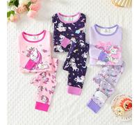 6 pièces Ensemble de pyjamas pour filles, T-shirt à manches longues et pantalon ajustés avec imprimé de licorne de dessin animé, vêtements de nuit pour bébés et tout-petits 2Y,3Y,9-12M,12-18M,18-24MCa
