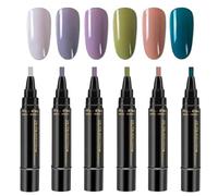 6 Pièces/ensemble De Stylos De Vernis À Ongles Polishey, Ensemble De Stylos À Ongles Polishey, 6 Stylos De Vernis À Ongles Polishey De Couleur Royaume-Uni, Stylo De Vernis À Ongles Gel 3 En 1
