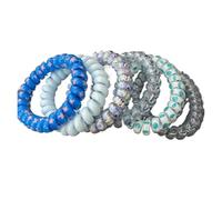 6 pièces/ensemble femmes fil de téléphone bandes cheveux étoile impression spirale cordon cravate élastique chouchous corde gomme accessoires pour queue de cheval(Color 5)
