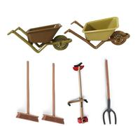 6 pièces/Ensemble Simulation Miniature Maison de poupée Accessoires décoratifs Mini brouette Bricolage décor pour Micro Paysage Jouet brouette