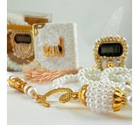 6 pièces Ensemble Zikirmatik et Tasbih, Cadeau islamique (Blanc)