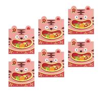 6 Pièces Enveloppe Rouge Année du Tigre, Petit Modèle en Papier | Motif Tigre Mignon, pour Étrennes et Bijoux, Couleurs Vives, Visite du Nouvel An Chinois