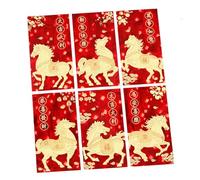 6 pièces enveloppes d ' argent dessin animé cheval thème papier artisanat zodiaques chinois 2026 décoratif emballage fournitures cheval zodiaques d ' argent