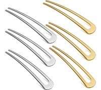 6 Pièces Épingle À Cheveux En Forme De U En Métal Simple Bâton De Cheveux Bâtons De Fourche Épingle À Cheveux Française Épingles Chignon 2 Broches Pour Accessoires De Cheveux (Or, Argen) Multicolore