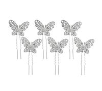 6 Pièces Épingle à Cheveux Perles Argentée Vintage | Plastique et Alliage Ornés, Surface Lisse Ajourée, Coiffure Modulable pour Tresses, Bals et Banquets