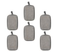 6 Pièces Éponge de Bain Exfoliante Noire en Lin, pour Quotidienne | Surface Microporeuse, Forme Carrée à Coins Arrondis, Douce pour Peaux Sèches, Coudes et Genoux