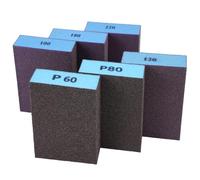 6 Pièces Éponge de Ponçage, Cale a Poncer kit Polissage Grain 60/80/100/120/180/220 Spécifications Lavables et Réutilisables, Éponges Abrasives, Éponge Réutilisable pour Poncer Polir Métal Bois