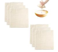 6 Pièces Étamine Alimentaire, 50x50cm Grade100 Tissu Ourlé Mousseline Toiles Filtrantes en pur Coton, Cheesecloth non Blanchie, Réutilisables Lavable Chiffon à Fromage Anti-Chaleur Tofu Fromage Beurre