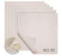 6 Pièces Étamine Alimentaire Filtrant Tissu en Coton Non Blanchi Mousseline, 4 Pièces (50x50cm) + 2 Pièces (60x60cm), Lavable Réutilisable Grade 100 pour Filtrer Vin Tofu Fromage