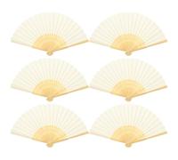 6 Pièces Éventail à Main Pliant en Bambou et Papier, Style Chinois | Beige, Léger et Portable, Pliable et Facile à Ouvrir, pour Mariage et Journées D'