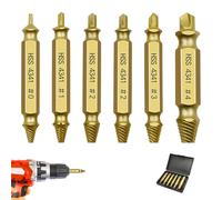6 Pièces Extracteur de Vis Professionnel, Extracteur Vis Endommagées Cassée en Acier HSS 4341 Plaqué Titane, Coffret Outils pour Extraction Vis Rouillées ou Cassées, Retrait Boulons et Vis Défectueux