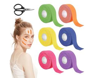 6 Pièces Face Lifting Tape, Taping Visage Autocollant Lifting Visage, Patch Anti Rides Tape, Patches Faciaux Bande de Kinesiologie pour Raffermir La Peau, Amélioration du Double Menton (2.5 cm x 5 m)