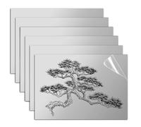 6 Pièces Feuille Plastique ABS, Plaque Acrylique pour Gravure Laser 30 x 20 cm 1,3 mm, Plaque à Graver Plastique Couleur Bicouche pour DIY, Exposition de Projet, Peinture (Noir sur Argent Miroir)