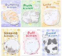 6 Pièces Feuillets Notes Autocollantes Chat Sticky Notes,Petits Blocs Notes Auto-Adhésifs Dessin Animé Pour Enfants,Memo Pads Notes Adhésives Pour Étudiants Enseignants École Bureau Planifier