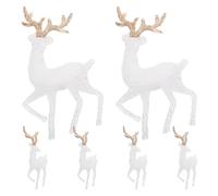 6 Pièces Figurines de Rennes de Noël Debout, Décoration Blanche | Plastique Résistant, Formes Lisses et Arrondies sans Bavures, Pose Près du Mini Sapin, Style Mignon