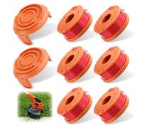 6 Pièces Fil Coupe Bordure Compatible avec Coupe Bordure WORX avec 2 Couvercle, Bobine de Fil de Rechange WA0004.1/WA0010, Bobine Fil Coupe Bordure Ø 1,65mm & 3m pour Worx WG150/WG173E/WG183E/WG118E