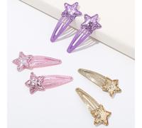 6 pièces Fille À Détail Étoile À La Mode Pince À Cheveux Pour Cheveux Décoration Animal,Carreau,Plantes,Tout ImpriméFer