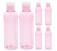 6 Pièces Flacon de Voyage 100ml Rose en PET PP Étiquette | Rouge à Lèvres et Gel, Format Avion, Gain de Place, Usage Salle de Bain et Sorties
