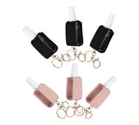 6 Pièces Flacon de Voyage 30ml Rose Noir, Rechargeable | PU Cuir et Plastique, Forme Trapézoïdale, Attache Suspendue, Usage Bureau, Maison, Étudiants