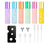 6 Pièces Flacon Roll on Vide 10ml,6 Couleurs Roll on Huiles Essentielles avec Entonnoir Compte-Gouttes Paille Décapsuleur,Flacon Huile Essentielle Vide pour Huiles Essentielles Parfums Aromathérapie