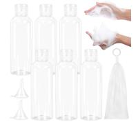 6 Pièces Flacon Vide Voyage, Contenant Voyage 100ml Vides En Plastique Transparent Avec 1* Sac À Savon Et 2* Petits Entonnoirs Convient Aux Lotions, Shampoings, Cosmétiques Camping, Courts Voyages.