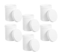6 Pièces Flacons de Pilules avec Bouchons, Plastique Blanc | Large Embouchure, Bouchon à Vis, Empilables, Bords Arrondis, pour Voyages et Petits Espaces