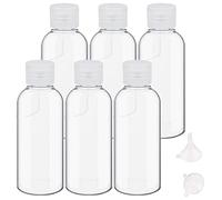 6 Pièces Flacons Vide de Voyage, 100ml Bouteilles Voyage en Plastique vides avec 2 Petits entonnoirs, Vides Petit Flacon Transparent pour cosmétiques,Lotion,shampoing etc