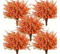 6 pièces - Fleurs artificielles de citrouille d'automne protégées contre les UV - Parfaites pour la décoration intérieure et extérieure, fleurs artificielles réalistes, idéales pour Thanksgiving, Hall