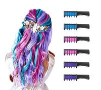 6 Pièces Fluorescente Peigne à Craie pour Cheveux, Cheveux Craie Peignes de Craie Temporaire Dye Couleur de Brosse pour Filles Enfants Cadeau d'anniversaire, Fête, Cosplay (Bleu + Rose + Violet)