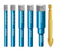 6 Pièces Foret Diamant Carrelage, Meche Carrelage avec 6/8/10/12/14 mm, Foret Carbure de Tungstene de 6mm, Perçage à Sec et Humide, Forêt Diamant Carrelages pour Granit Céramique Marbre Verre Quartz