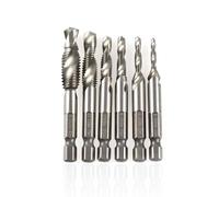 6 Pièces Foret et Taraud Multifonction Hss à Pointe Hélicoïdale | Noir, Perçage, Filetage et Coupe, Outil Machine pour Métal et Fer, Conception Antirouille