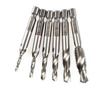 6 Pièces Foret et Taraud Multifonction Hss à Pointe Hélicoïdale | Noir, Remplacement Rapide, Pointe Auto-centrante, Coupe Solide, Usage sur Fer et Métal, Format Machine