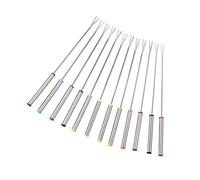 6 Pièces Fourchette à Fondue 24cm, Manche Isolant | Pointe Sûre pour Fromage et Viande, Usage Maison ou Camping, Argenté