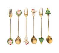 6 Pièces Fourchettes à Fruits, Style Cartoon Noël | Bouts Arrondis, Finition Lisse sans Joint, pour Gâteaux, Salades et Repas Familiaux